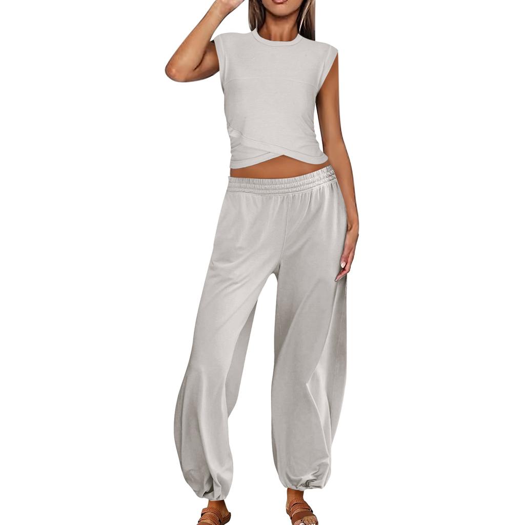 2 Piece Sets For Women Casual Summer Outfits For Women Cropped Top Sweatpants Matching Sets
