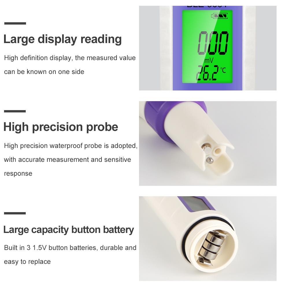 Miernik ORP Bluetooth BLE-9001 Inteligentny Tester Jakości Wody Temp/ORP Monitor Online Kontrola Aplikacją Analizator Wody do Basenu Akwarium