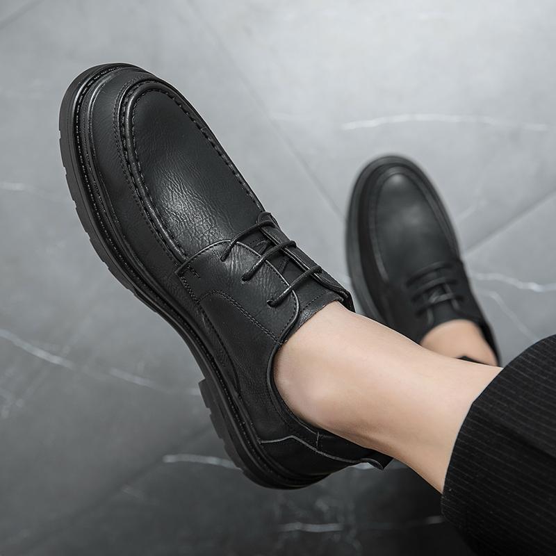 Модные мужские кожаные туфли на шнуровке — фото 6