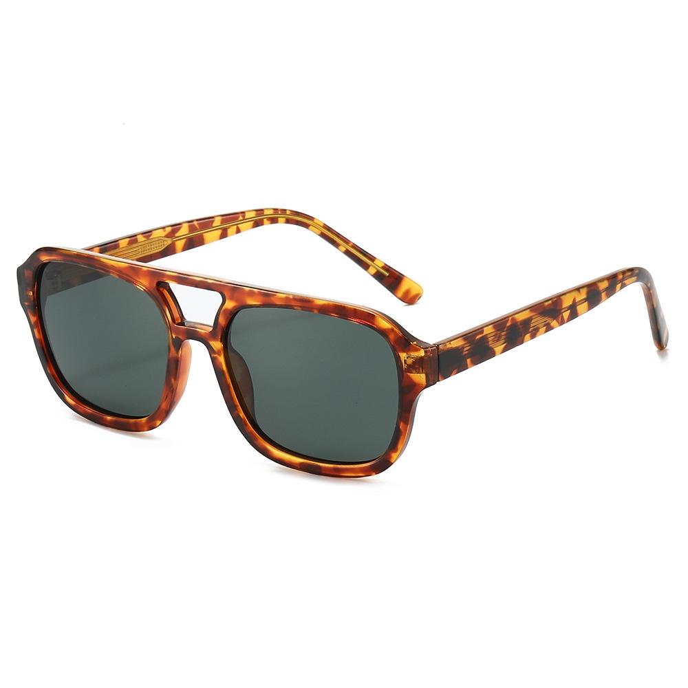 New Retro Double Beam Aviator Women Sunglasses  Personality Brand Leopard Design Street Style Trend Men Sun Glasses Uv400
