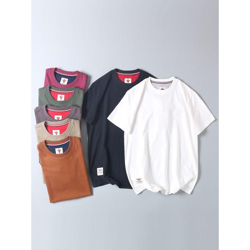 Foreign Trade Export Surplus Summer Solid Color Pure Cotton Brushed Short-Sleeve T-Shirt Men's Basic Half-Sleeve Undershirt