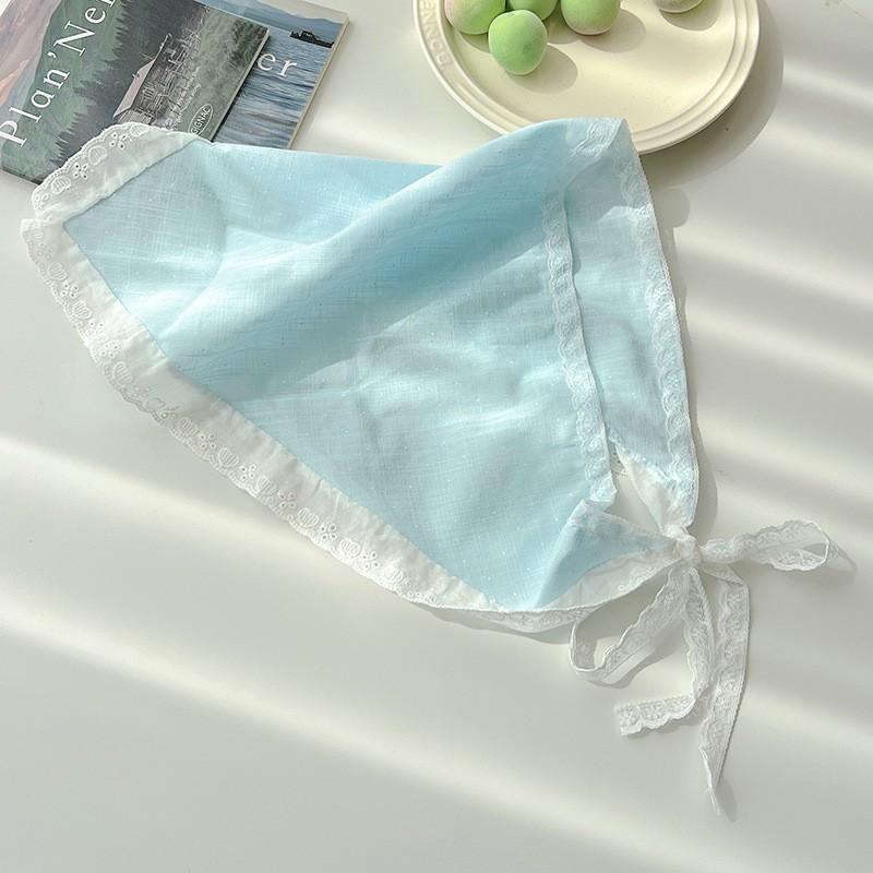 Sweet Flower Triangle Hair Scarf Women Headband Trendy French Pastoral Lace Headwear Girls Scarves Summer Hair Accessories