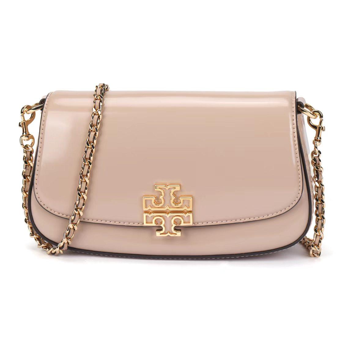 

Tory Burch Britten Patent Leather Shoulder Crossbody Bag Women Bags Pink 149635-288 Basic Set (Bag+Dust Bag)
