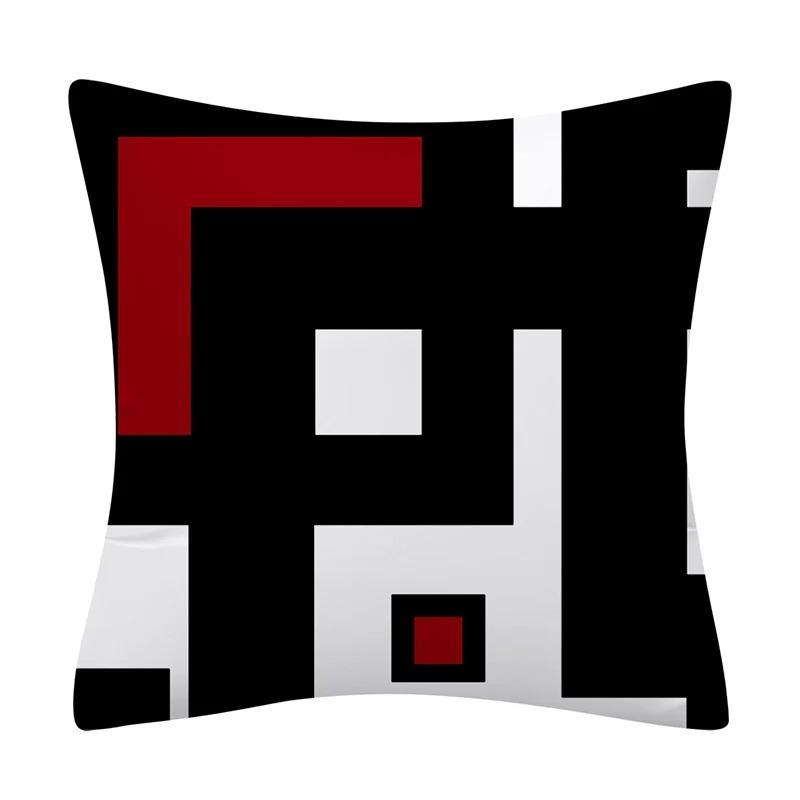 Geometric Red and Black Wave Decorative Pillowcase Car Ornaments Office Living Room Sofa Home Pillowcase
