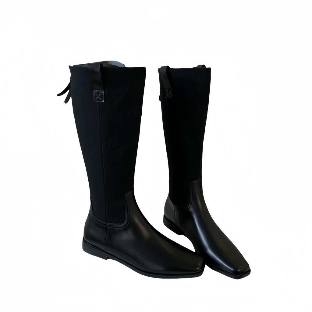 Niche Design Knight Boots 2025 New Thin Boots Versatile Square Head Flat Bottom High Tube Fashion Single Boots Women