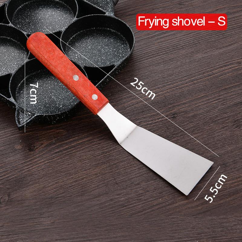 

Лопатка для жарения из нержавеющей стали, лопатка для стейка, пиццы, захватные ножи, лопата для выпечки, торта, инструменты для барбекю, кухонная лопатка с деревянной ручкой Frying shovel-S