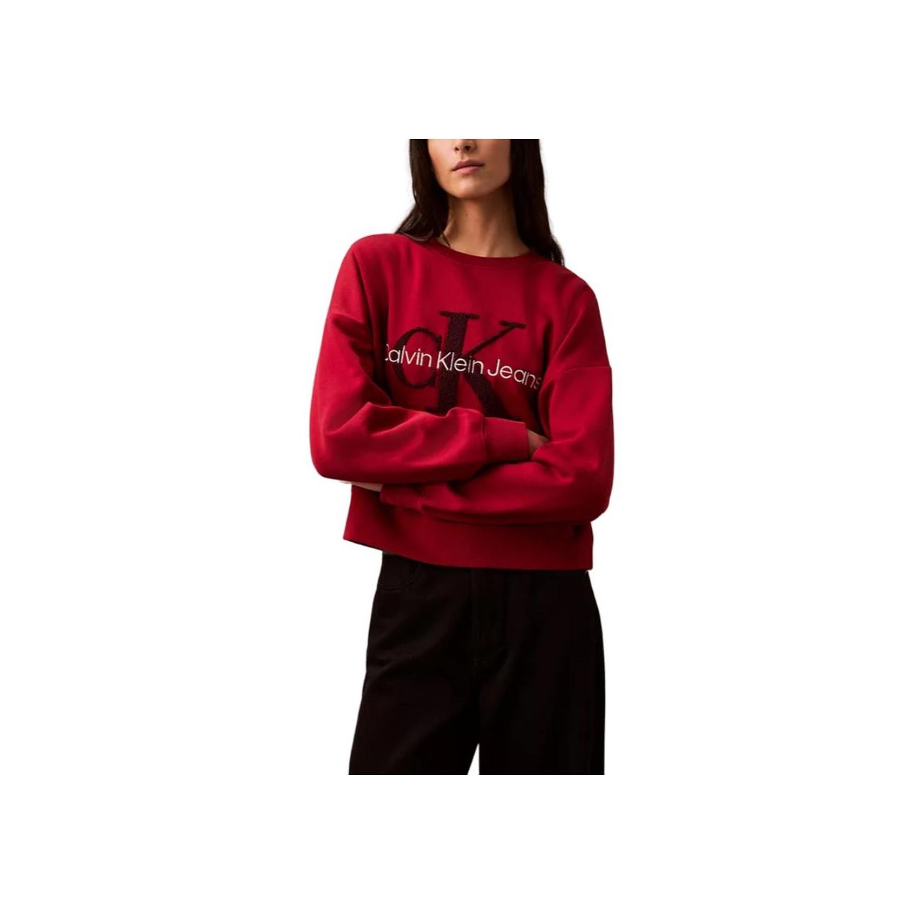 

Calvin Klein Свободная мягкая толстовка с круглым вырезом и длинными рукавами с надписью Женская толстовка бордового цвета 47A201G-600 S