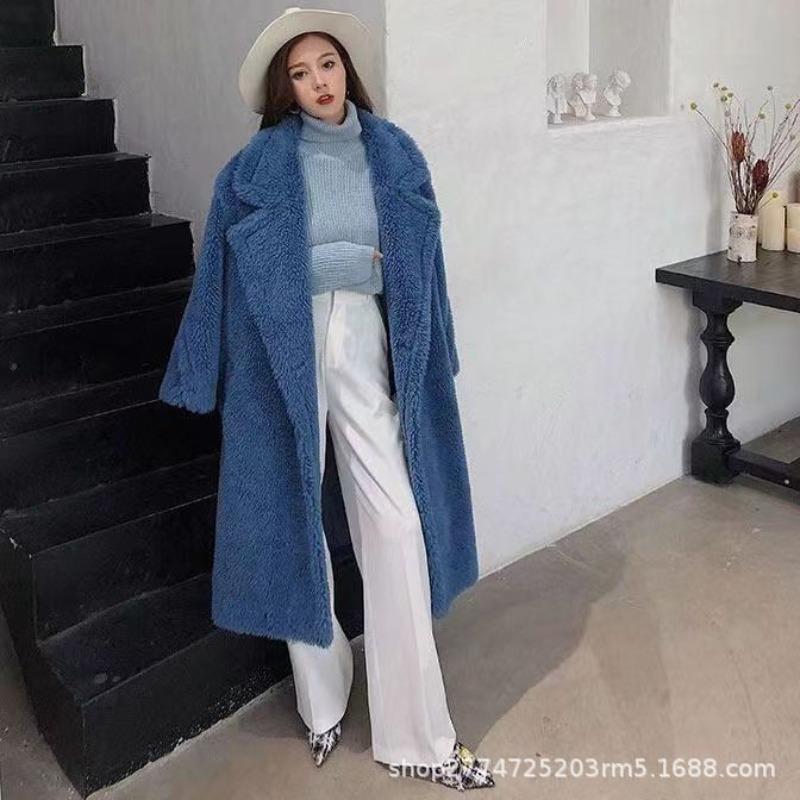 Autumn and winter loose teddy bear imitation fur coat women's clothing medium and long sheep shearing coat sheep shearing thickened