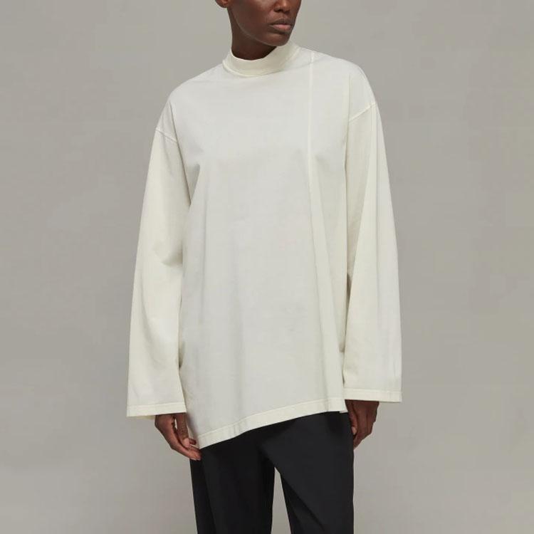 Adidas Solid Color Loose Asymmetrical Casual Long Sleeve T-Shirt Women Tops White IA3134