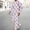 Men Star Gradient Print Round Neck Long Sleeve Top And Drawstring Jogger Pants Two Piece Casual Sport Outfit Set