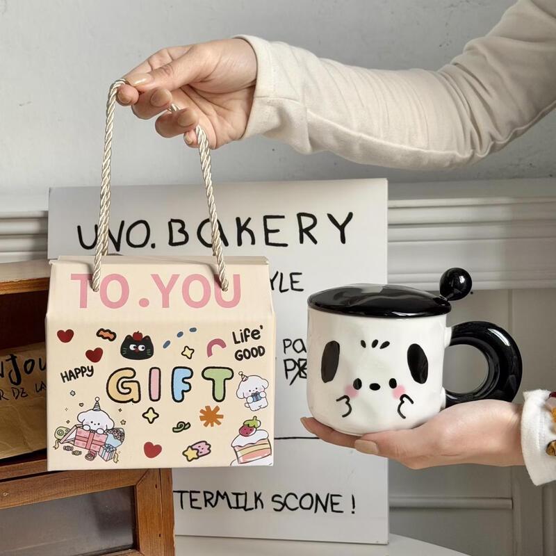 Star-marked Ceramic Mug with Lid  Spoon