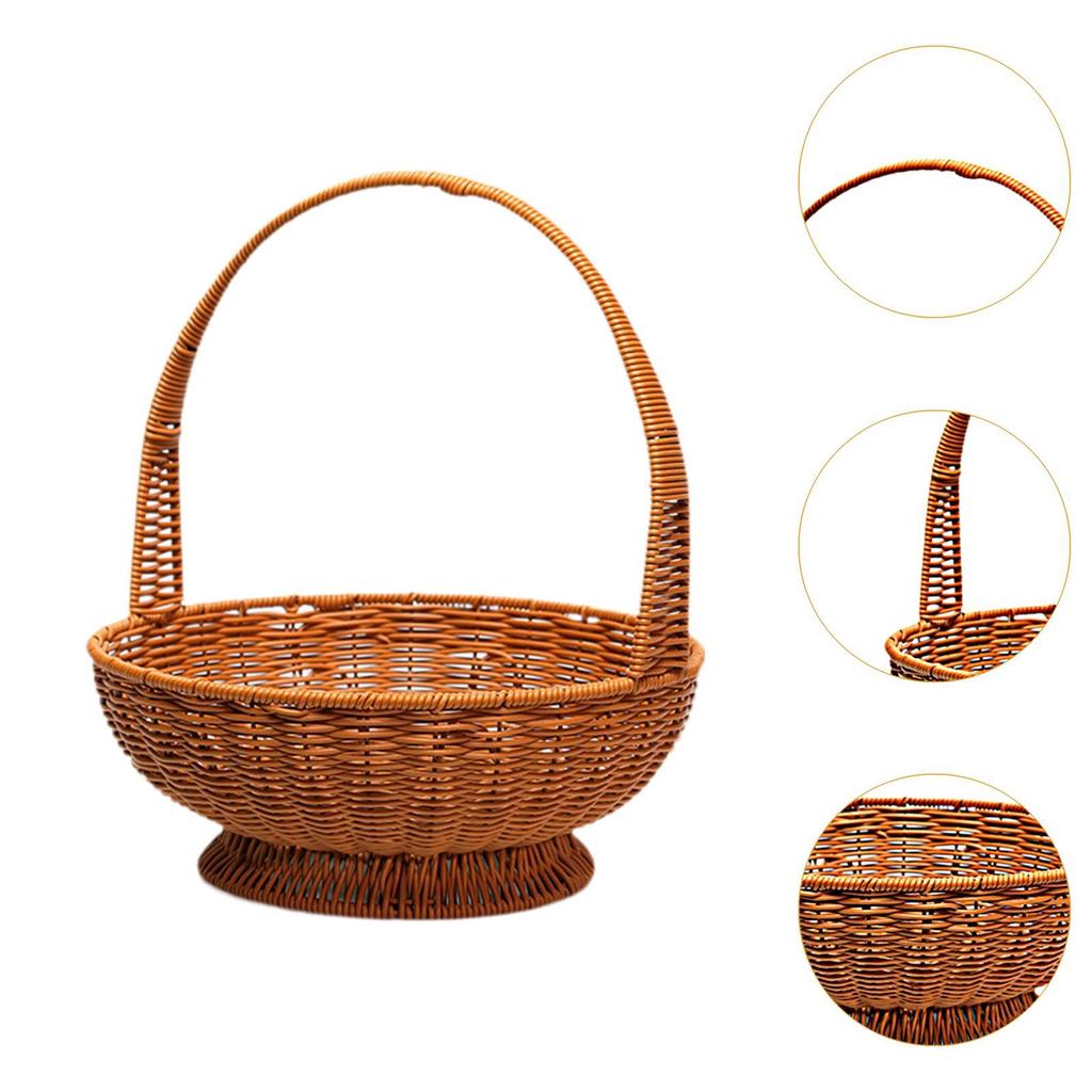 Handwoven Basket Round Storage Basket Practical Multifunction Picnic Basket Decorative Basket for Holiday Wedding Party Decor