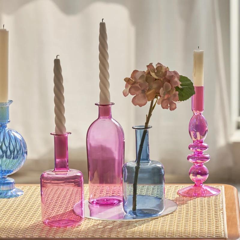 Kerzenhalter für Hochzeitsdekoration Mittelstück Knospenvase Flaschenvase Kerzenständer für Heimdeko Glas-Kerzenständer