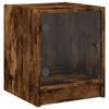 Table de chevet - Maison Exclusive - Porte vitrée - Chêne fumé - 35x37x42 cm