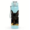 1PC Black French Bulldog Bust 750ml Color Plastic Sports Water Bottle Leakproof Flip Straw Lid For Sports Office Home Use