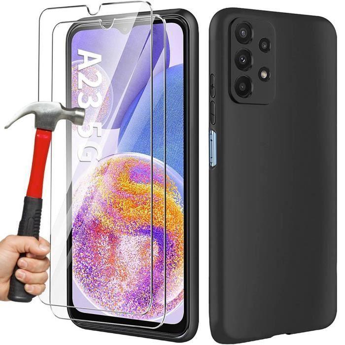 Silicone Case for Samsung A23 5G Black - BOOLING - Flexible - Smooth - with 2 Tempered Glasses