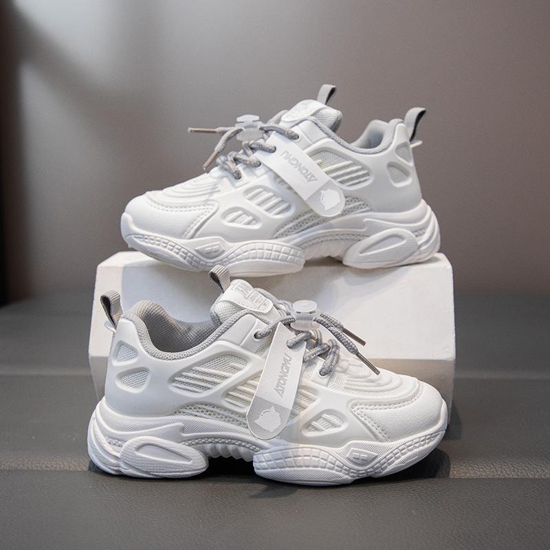 Chaussures de papa en maille respirante pour enfants coréens printemps et été pour garçons et filles, chaussures de sport résistantes à l'usure à semelle souple unie