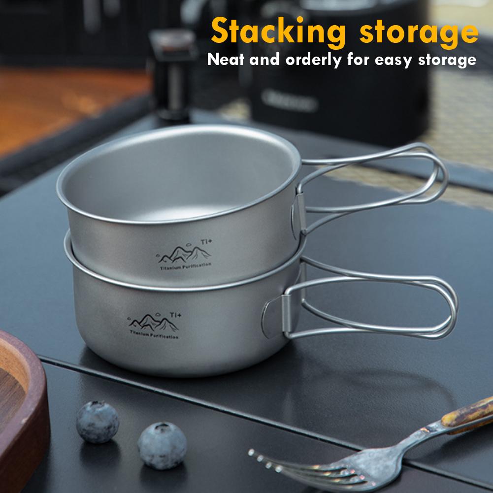 Ultralight Titanium Camping Pot Frying Pan Bowl Portable Lightweight Outdoor Cookware for Camping Hiking Picnic Cooking Supplies