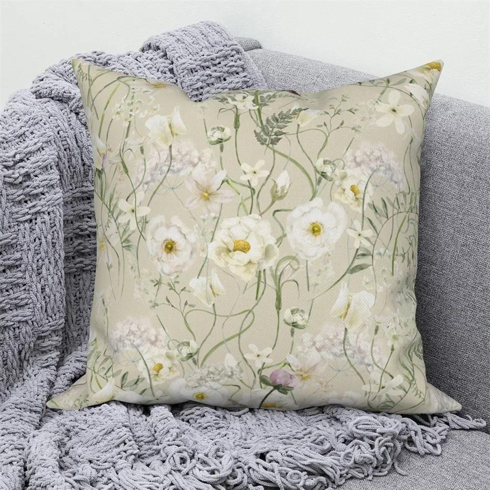 Customizable Watercolor Floral Plant Sofa Bed Cushion Cover Family Room Decor Throw Pillow Cover