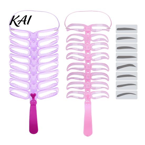 Easy Brow Shaping Tool 1/2 Sets Eyebrow Stencil Kit, 8 Shape Template with Handle & Non Slip Headband, Reusable Drawing Guide Tools for Women Beginner