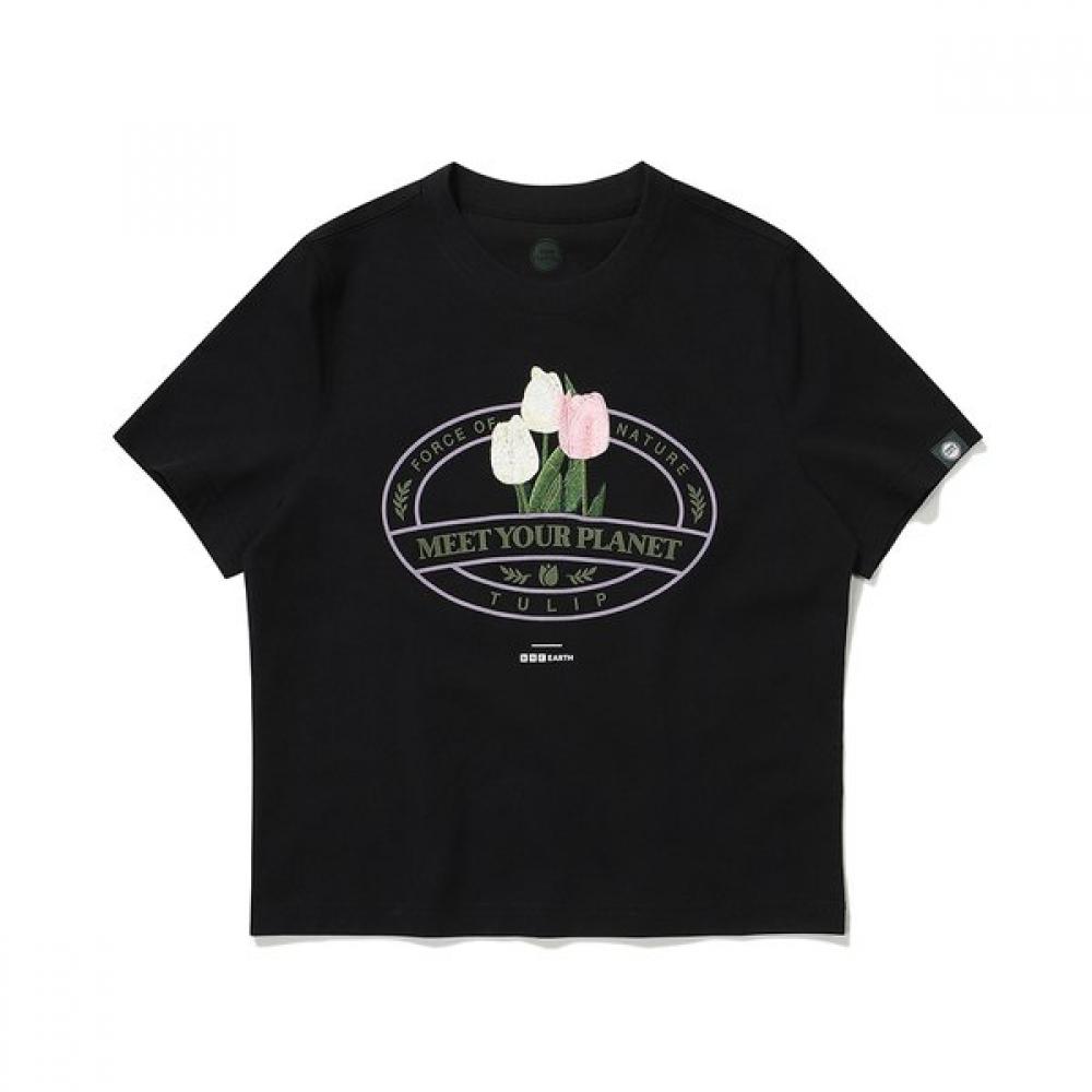 

Embroidered PoinT ShorT Sleeve T shirT Black 085