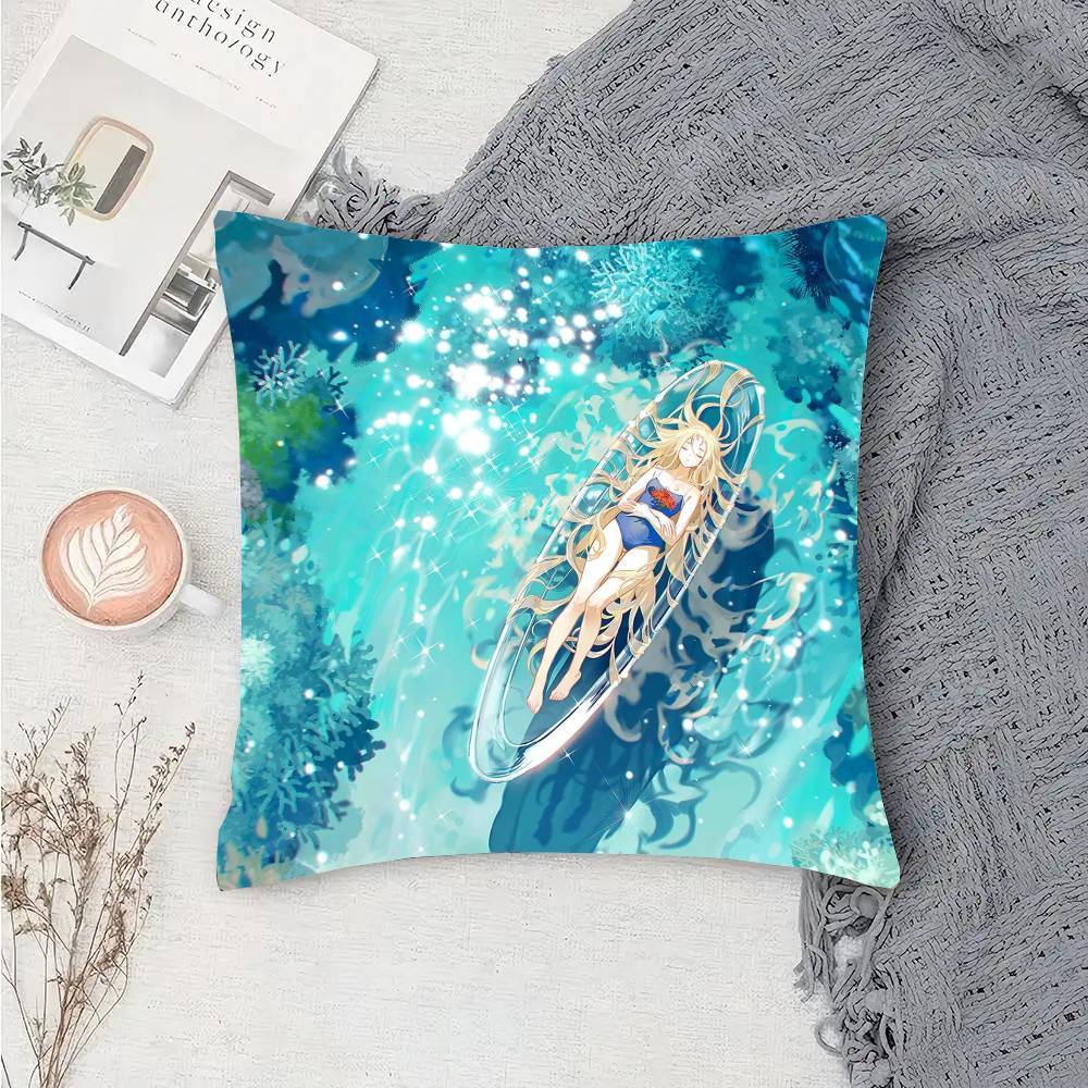 Kofune Ushio Animation Summer Time Rendering Pillow Case Fashion Square Pillowcase Bedroom Sofa Room Ins Decoration Leisure