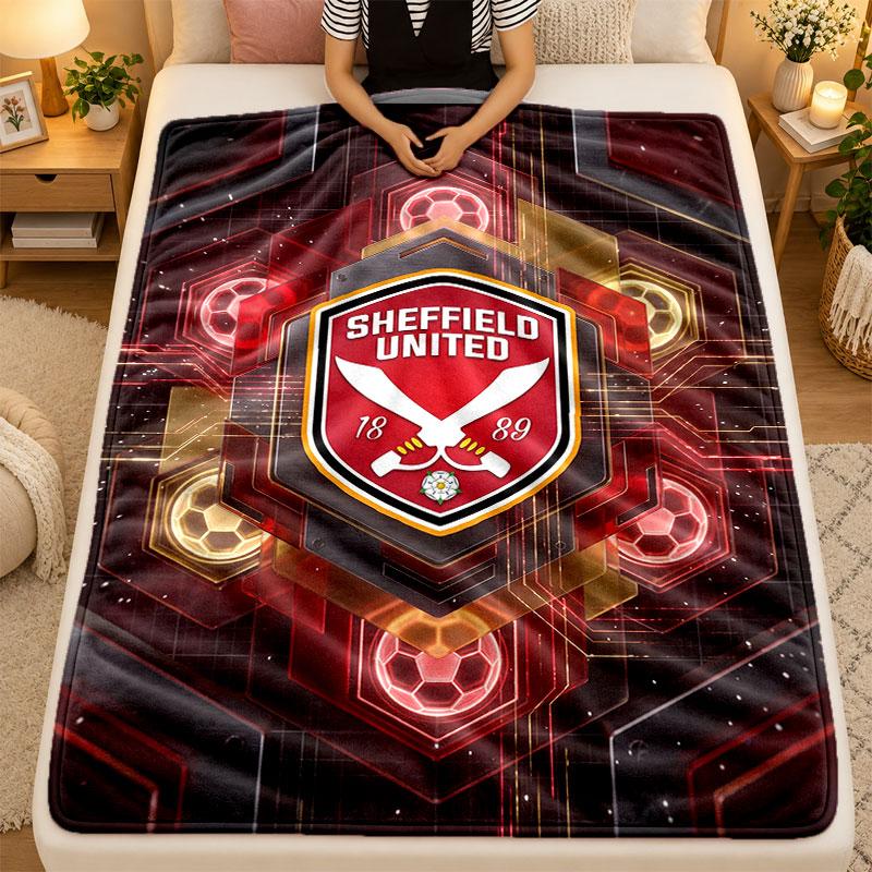 Flannel BlanketSheffield United Football Warm Soft Throw Blanket for Indoor Sofa Bed Living Room Use