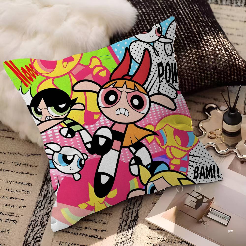 P-Powerpuff Anime G-Girls Personalized Picture Text Home Decorative Pillows Household Gifts 45x45cm