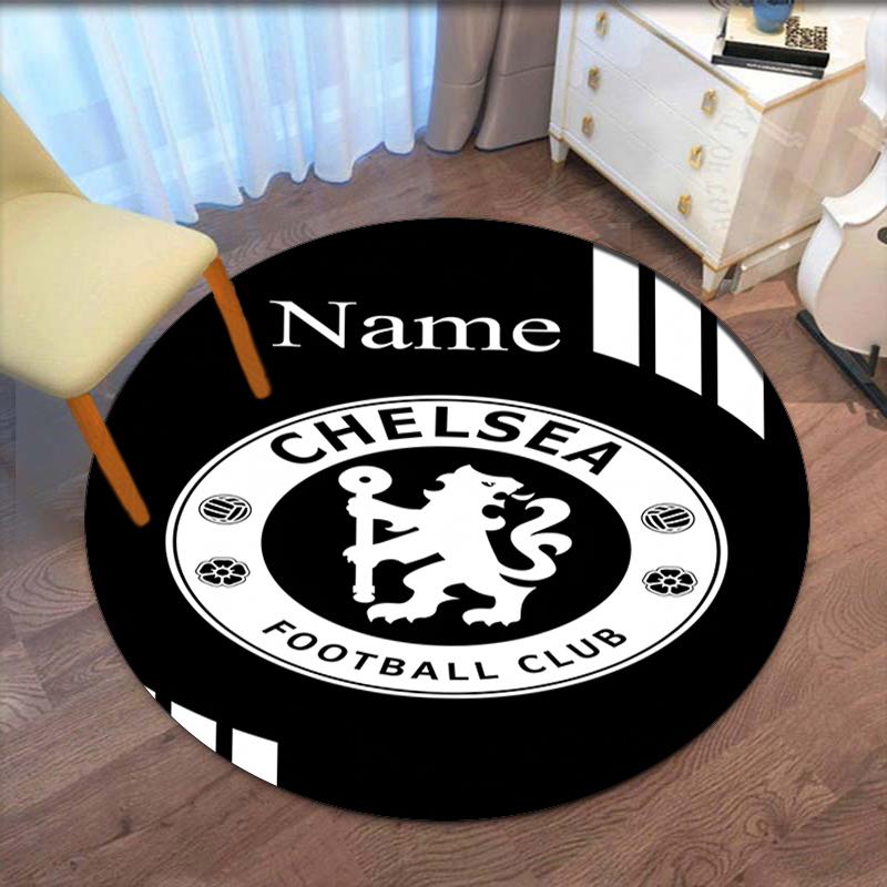 Custom Name Chelsea Football Club Printed Round Rug Carpet Chair Rug Area Rug Entryway Doormats,for Office Chair Living Room Bedroom Kitchen Room.