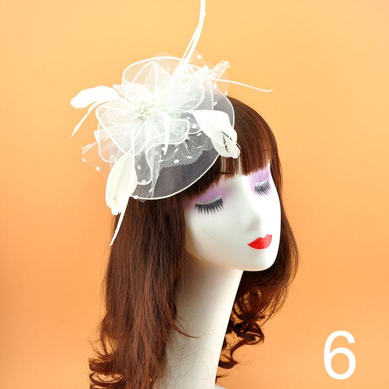 1Pc Fascinator Hat Feather Pearl Beaded Decor Girl Hair Clips Hair Accessories Headwear Flower Women's