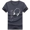 Men's Summer Short-Sleeve T-Shirt with Cartoon Headphones Design