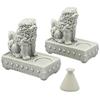 Cyprus Komainu Salt Mound Set with Cone Shaped Guardian Ideal for Good Feng Ceramic Dogs, Entryways, Apartments, Luck, Purification, Shui,