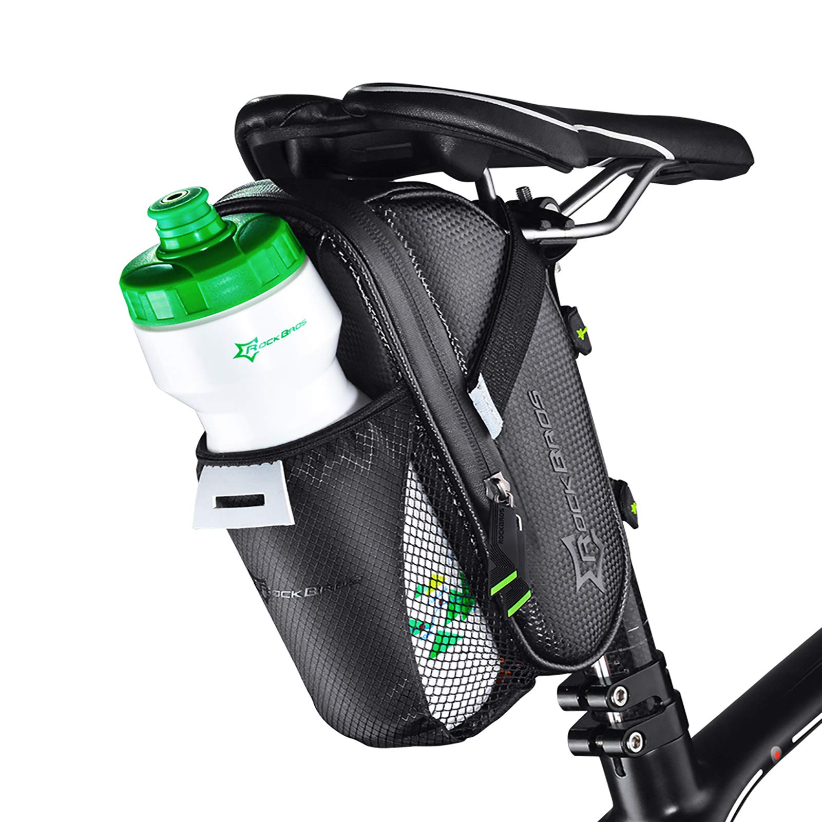 ROCKBROS Bicycle Saddle Bag with Bottle 1L Reflective Easy for Road and Cross Bikes Water-Resistant Holder, Capacity, Material, Installation, Cycling,