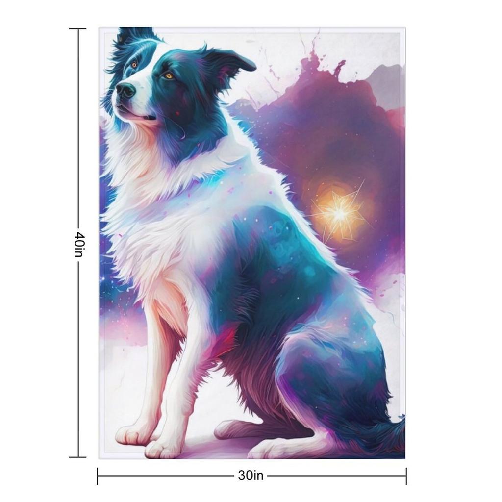Border Collie Space Throw Blanket for Winter Warm Retros Camping Blankets
