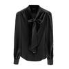 White shirt long sleeve bow top women's autumn 1116 new temperament design sense niche shirt
