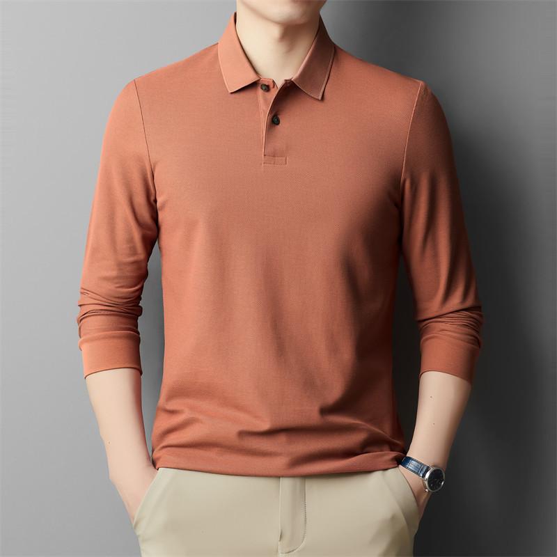 Spring and Autumn New Style Men's Young and Middle-aged Lapel Comfortable, Breathable and Trendy Long-sleeved Cotton T-shirt POLO Shirt