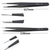 6Pcs Stainless Steel Anti-static Precision Curved Straight Tweezers Repair Tools