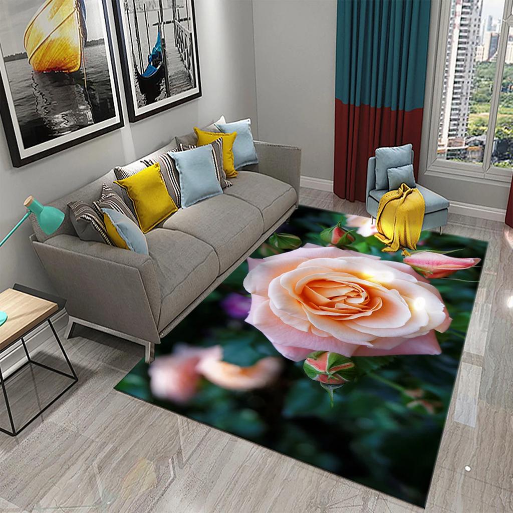 Tapete de Flores Amarelas Lindo Tapete Floral em Flor Tapetes de Área Retangulares para Mulheres Tapete de Yoga para Adultos Sala de Estar Tapete de Chão Decorativo