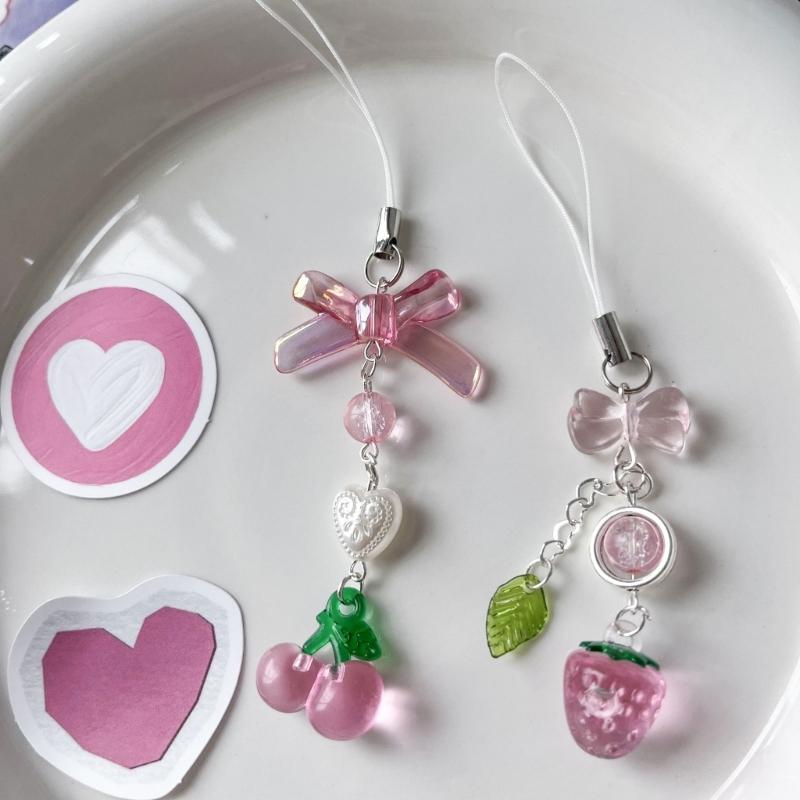 Backpack Decoration Cherry Bowknot Keyholder Women Girl Jewelry Ornament