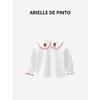 French Arielle De Pinto Girls' Spring and Autumn Sweet Lace Pullover T-Shirt White Collared Shirt