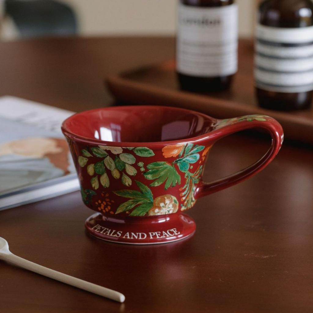 Retro Floral Coffee Cups Mugs Gift Boxes Office Breakfast  Ceramic Afternoon Tea Cups Gift Presents Souvenirs