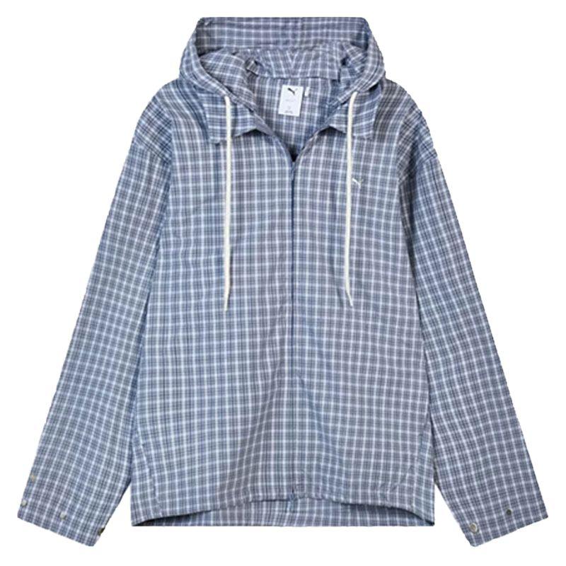 Puma Sports Casual Style Hooded Plaid Zip Jacket Men jackets 636246-65 M
