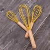 Kitchen Home Wooden Handle Manual Cream Stirring Silicone Blender Egg Beater Whisk Mixer Frother
