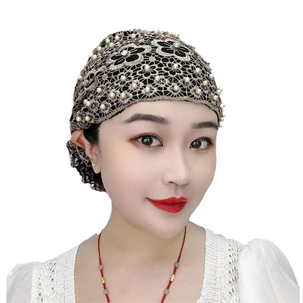 2025 Women's Beaded Large Flower Headscarf: Fashionable Sun Protection Hat