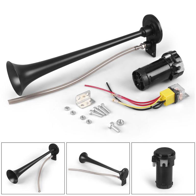 12V Car Truck Horn Trumpet Sound Signal Air Horn Tweeters Super Loud Metal Universal Single Compressor 180 Hertz Moto Boat