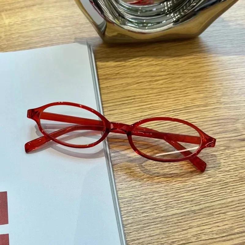 10Pairs Vintage Small Oval Glasses Girls Y2K Style Red Green Frame Glass Eyewear Decorative Outdoor Anti-blue Eyeglasses Gifts