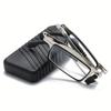 2 Pairs of Anti Blue Light Reading Glasses Round Full Frame Anti Farsightedness Lightweight Stainless Steel Portable Case