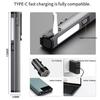 3 Light Source Flashlight Rechargeable Medical Pocket Penlight Magnetic Work Lighting Repair Medical Warning Pen Lamp with Clip