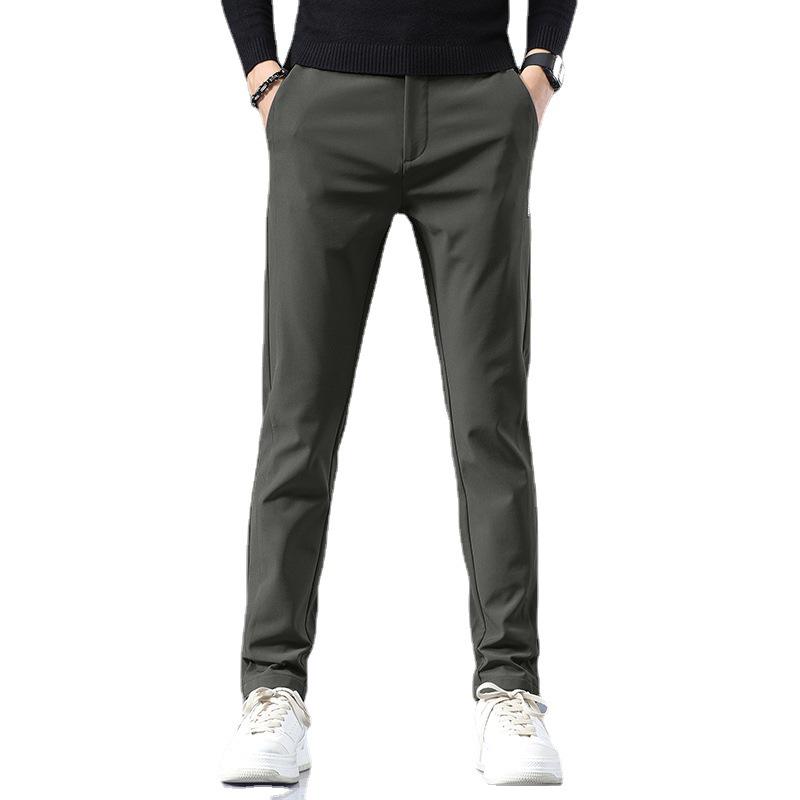 Men's Slim Fit Straight Leg Casual Pants – Elastic, Smooth, Versatile for Autumn and Winter