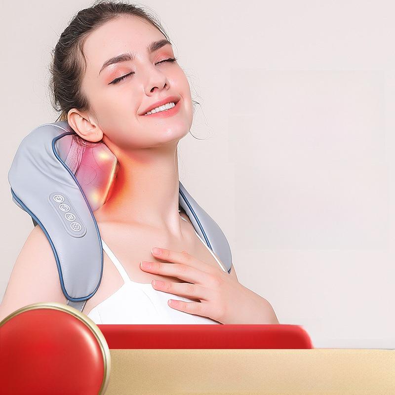 Xale massageador cervical e trapézio portátil recarregável para pressionar e amassar